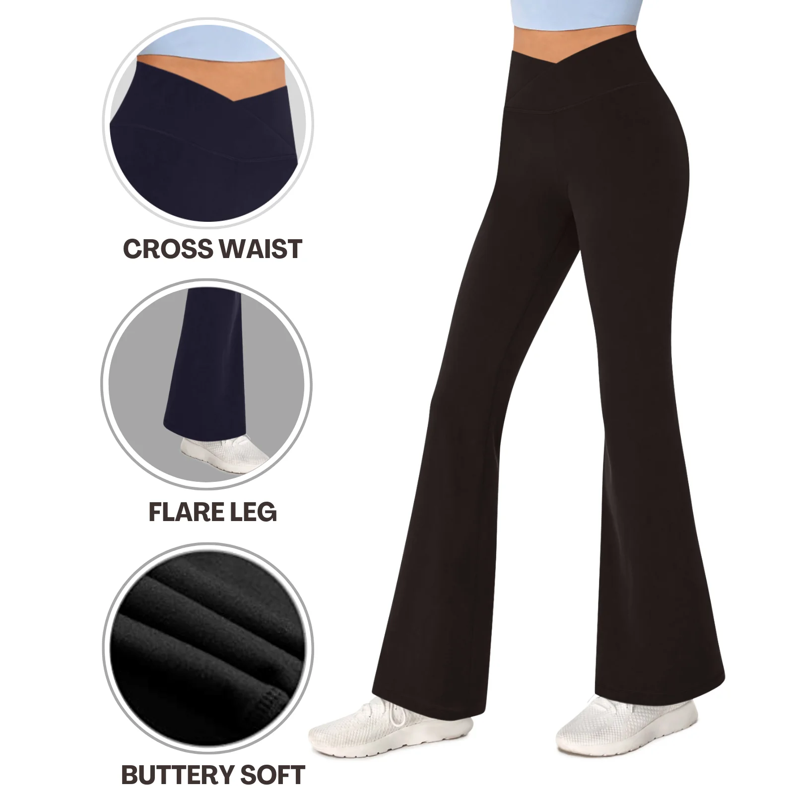 Sweet Hearts 3-Pack Flare Leggings for Women- Crossover Yoga Pants Women’s Clothing Made in USA