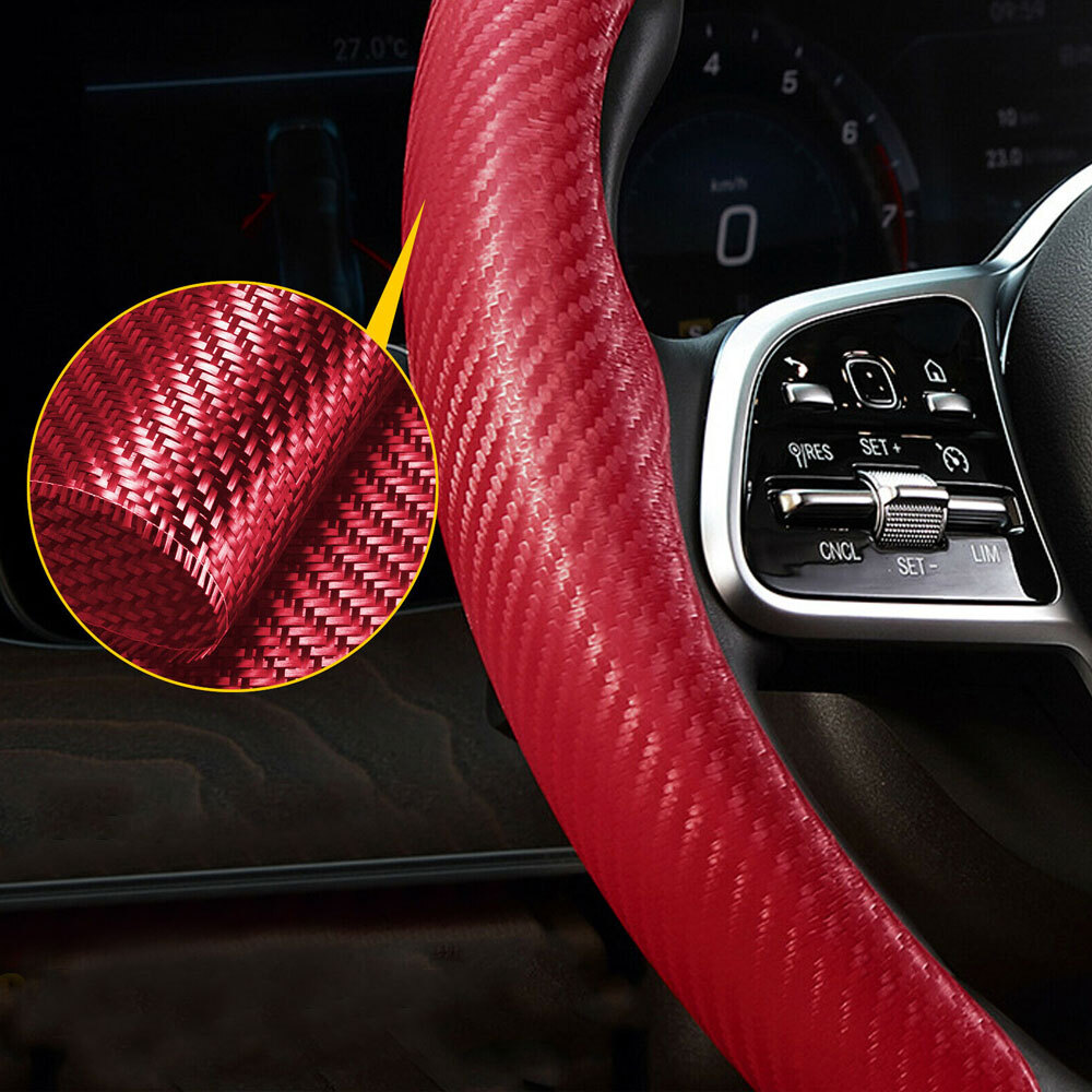 Luxury Red Carbon Fiber Car Steering Wheel Booster Non-Slip Cover Accessories