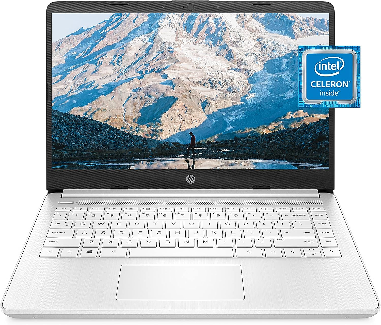 HP 14 Laptop, Intel Celeron N4020, 4 GB RAM, 64 GB Storage, 14-Inch Micro-Edge HD Display, Windows 11 Home, Thin & Portable, 4K Graphics, One Year of Microsoft 365 (14-Dq0040Nr, Snowflake White)