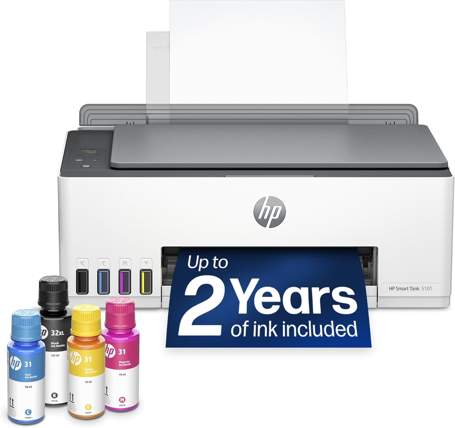 Smart Tank 5101 Wireless All-In-One Refillable Printer, Scanner, Copier with 2 Years of Ink Included, Wireless Printer-For-Home Use an Ecotank Alternative (1F3Y0A)