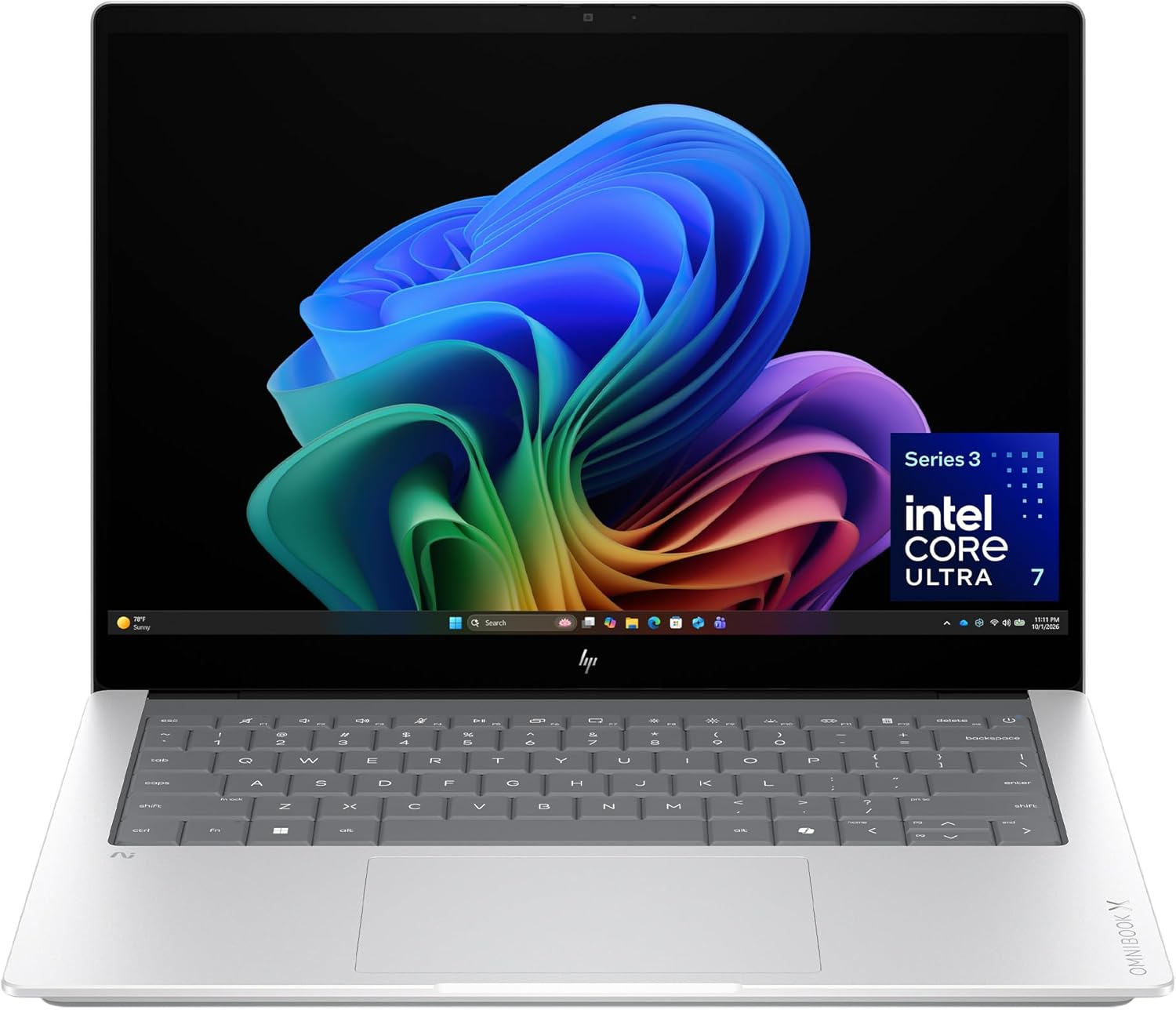 Omnibook X 14 Inch Next Gen AI PC, 3K Touchscreen, Intel Core Ultra 7 356H, 24 GB RAM, 1 TB SSD, Intel Graphics, Windows 11 Home, Glacier Silver, 14-Ka0099Nr (2026)
