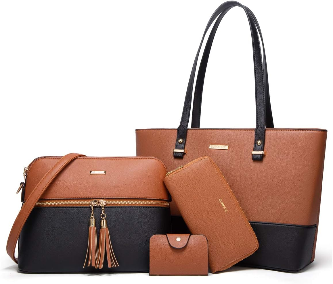 Women Fashion Handbags Wallet Tote Bag Shoulder Bag Top Handle Satchel Purse Set 4Pcs