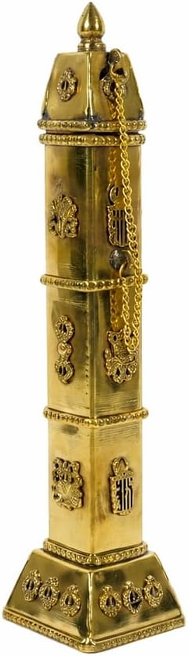 Premium Tibetan Brass Incense Burner with Removable Cap & Chain, Handcrafted Sacred Motif Agarbatti Holder for Meditation, Yoga, Ritual Décor, Home Temple & Spiritual Gifting