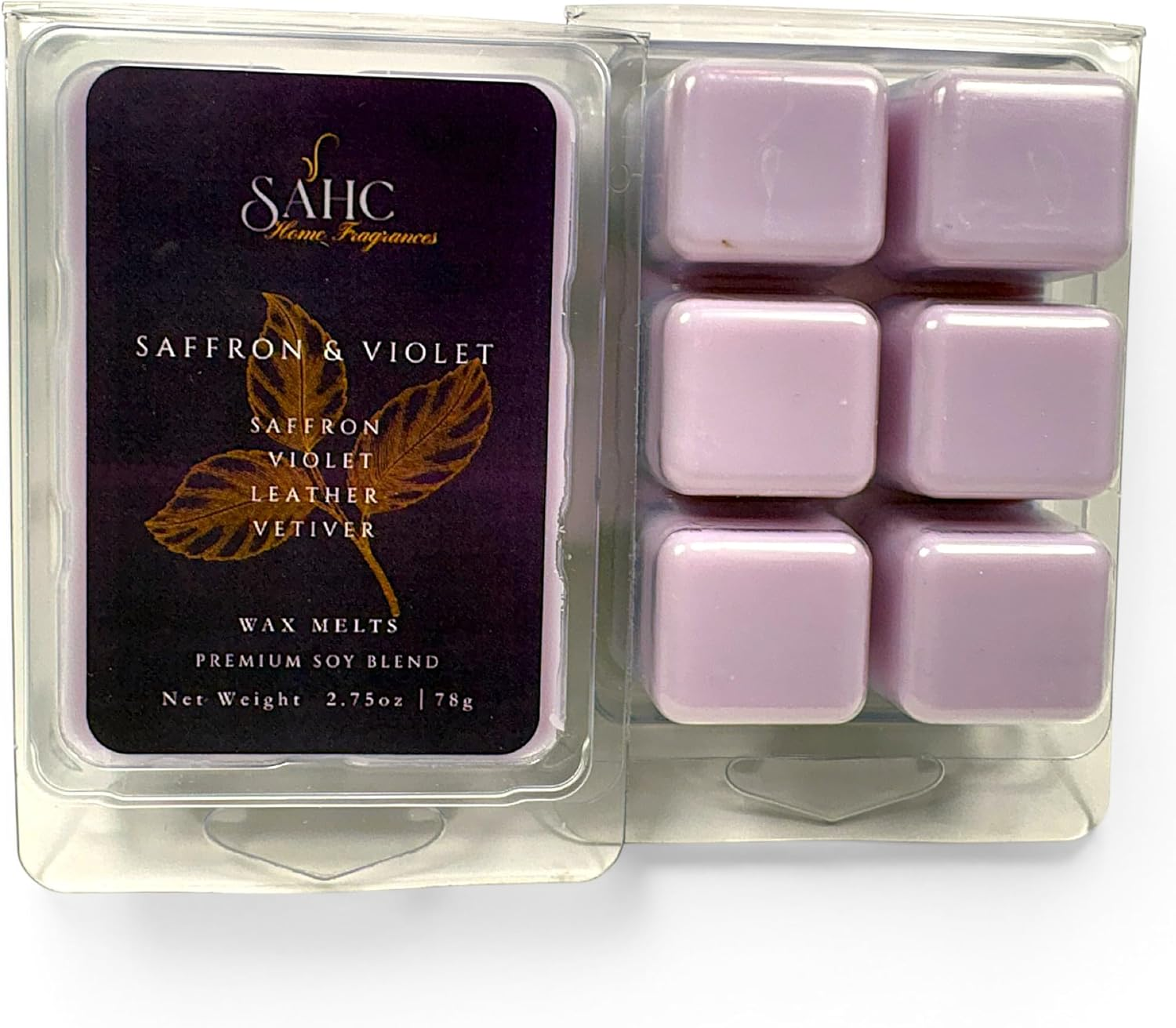 Saffron & Violet Wax Melts - Saffron Leather Violet - Luxurious Scented Home Fragrance and Elegant Home Decor - Gift for Her Birthday, Mother’S Day, or Wedding Party Favor Gift Basket