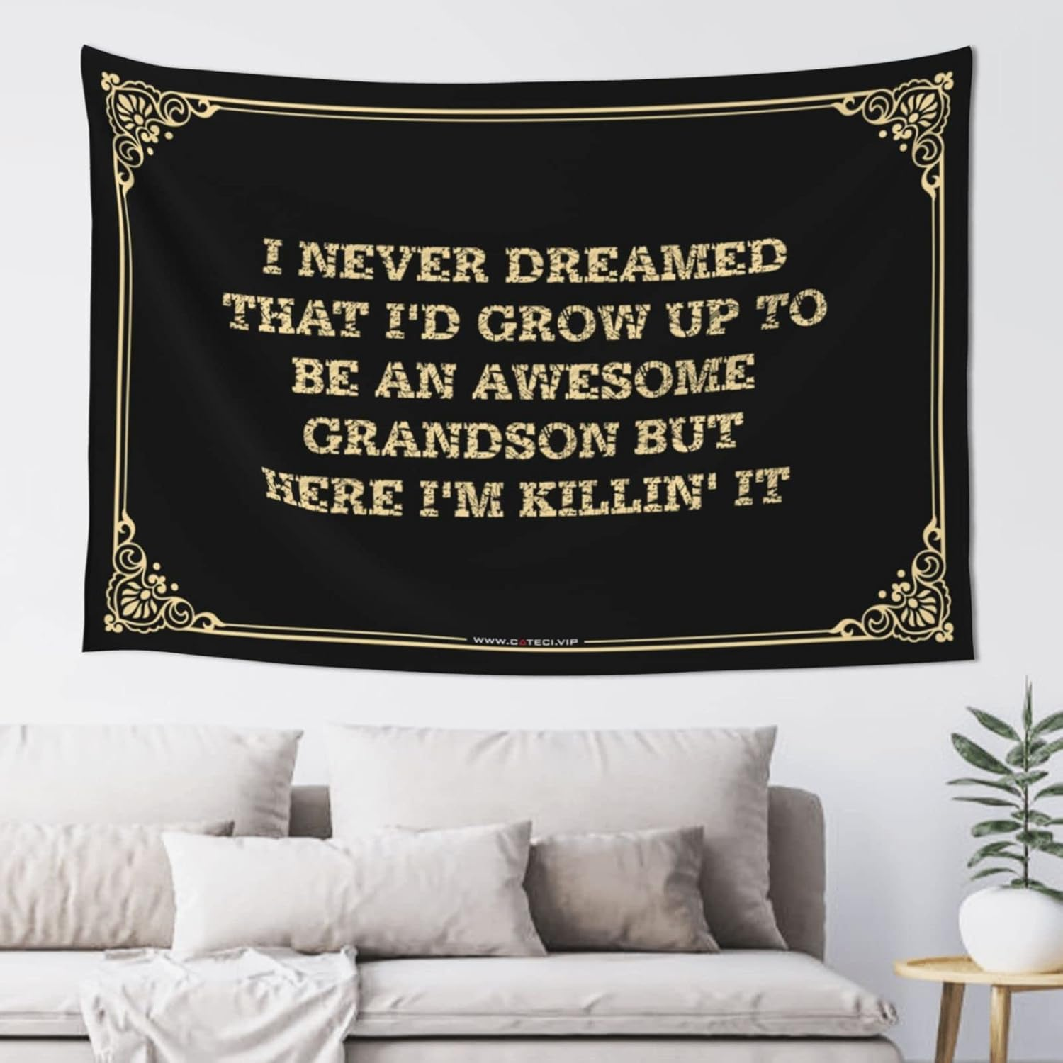 Home Decor for Men I Never Dreamed That I'D Grow up to Be an Awesome Grandson but Here I'M Killin' It Tapestyr Asthetic Bedroom Assecories Flags for Room Teen(100X150Cm)