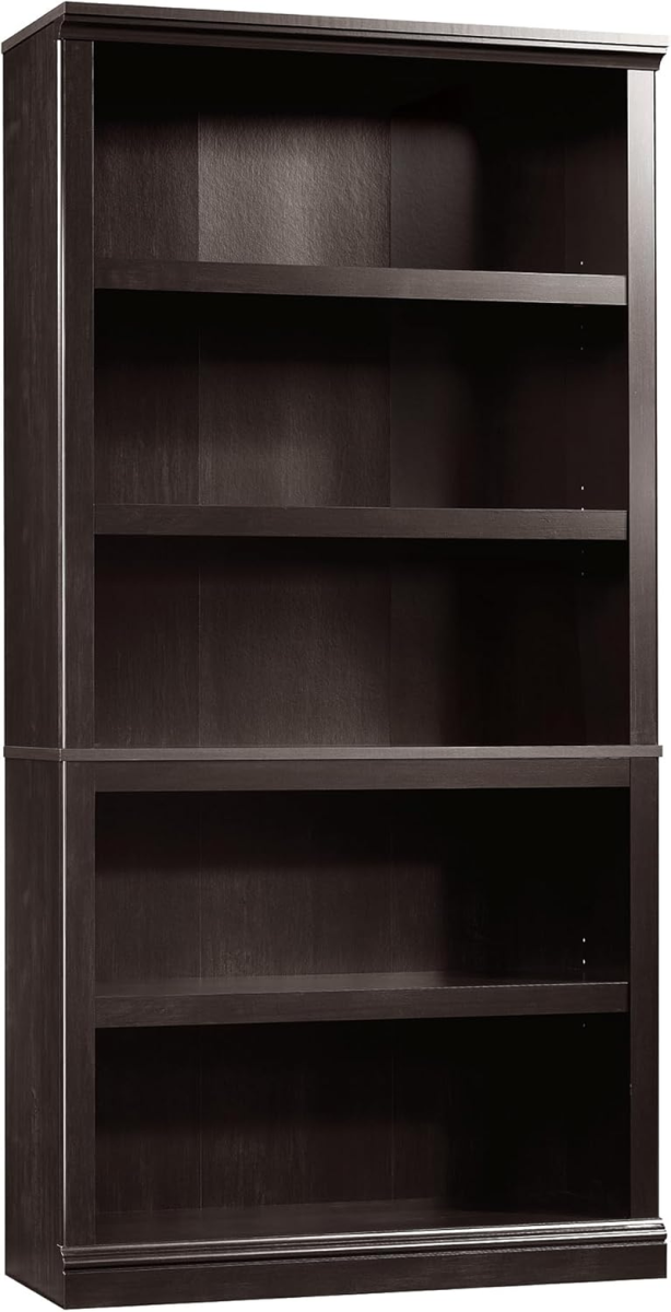 5 Tier Book Shelf Wooden Bookcase Multipurpose Bookshelf for Home Office, Living Room, in Estate Black Finish
