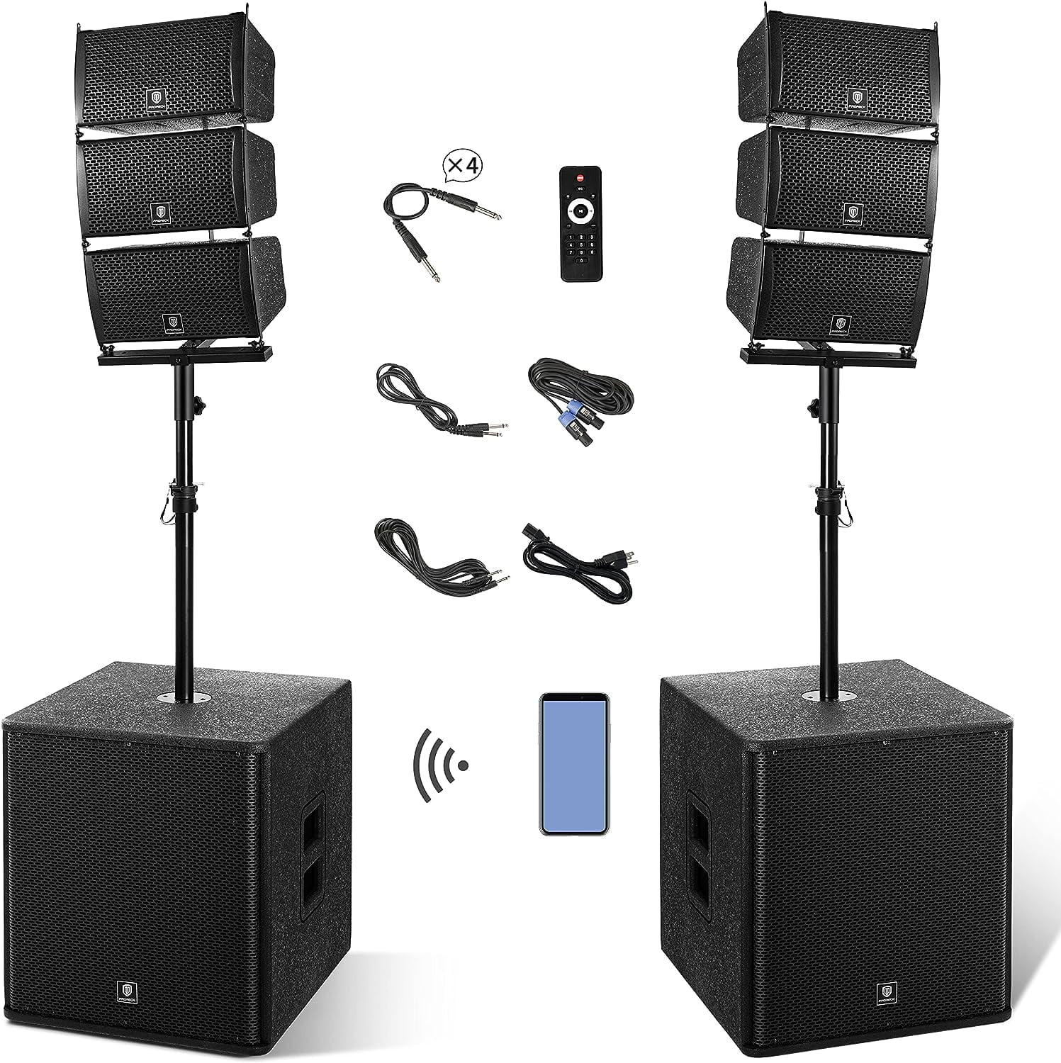 Club 8000 18" Stereo Dj/Powered PA Speaker System Combo with Bluetooth and Subs