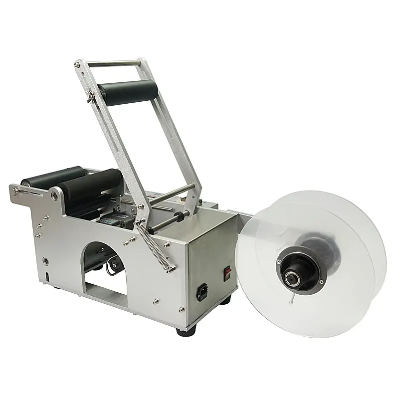 Semi Automatic Pneumatic Flat round Plastic Bottle Labeling Machine Drugs Bottle Sticker Medicine Bottle Labeling Equipment