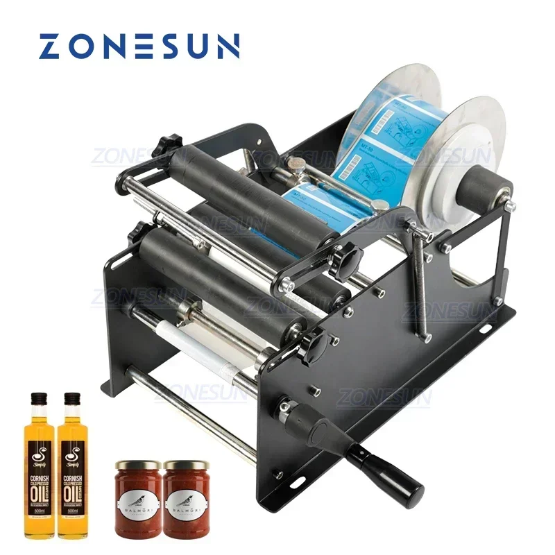 ZS-50P Manual Bottle Labeling Machine for Cosmetics Beverage and round Bottle Labeling