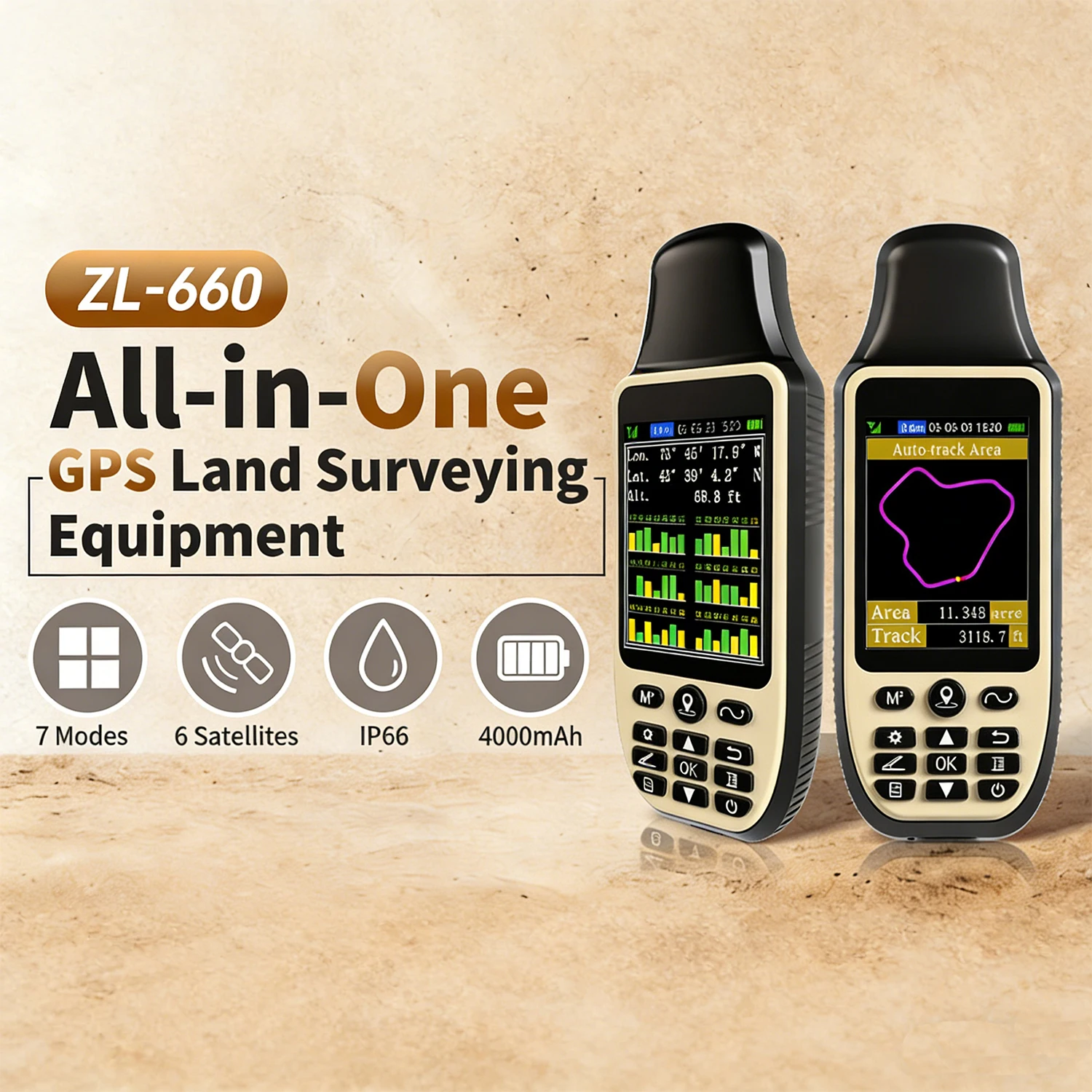 New ZL-660 All-In-One GPS Land Area Meter Handheld GPS Surveyor Equipment 6 Satellite Support Area & Distance Measurement Device
