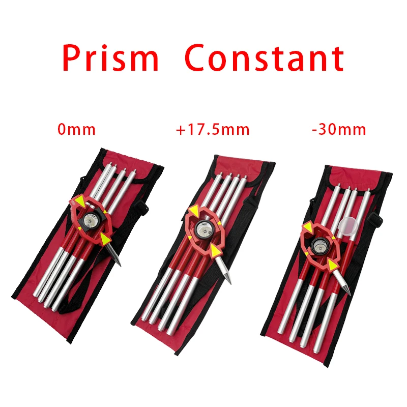 Mini Prism Silver Coated Offset 0/17.5/-30Mm with Aluminium Alloy 4 Poles for Leica Total Stations Mini Prism Surveying GMP111