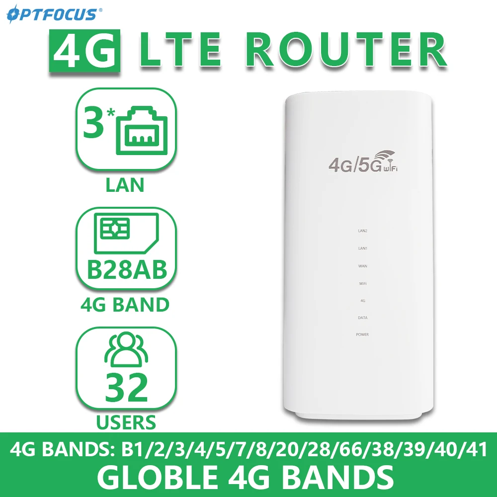 4G LTE Modem 300Mbps 3 LAN Wifi SIM Card 4G Gsm Modem Wi Fi Roteador LTE CPE with VPN B28 Supported for America Europe